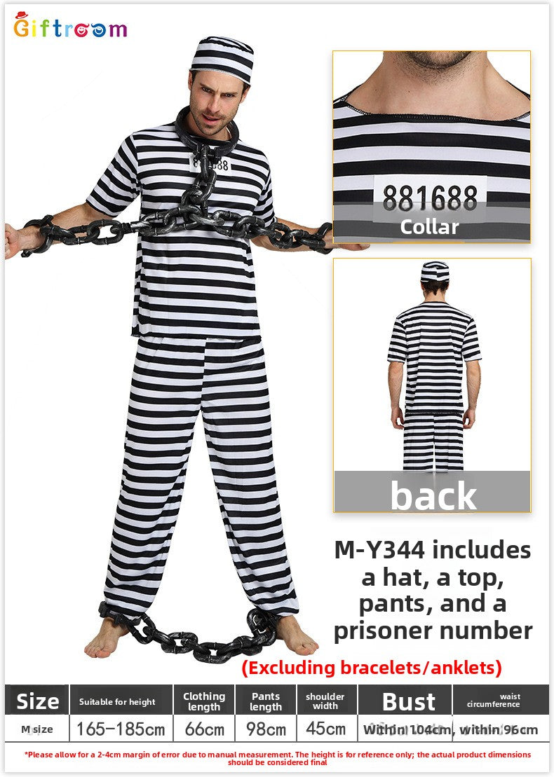 Prisoner Cosplay Costume with Badge Sticker Sahibzada Treasures