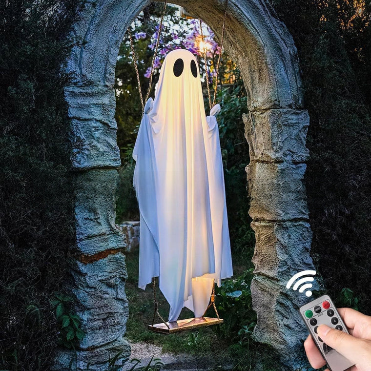 Glowing Swing Ghost Halloween Ornament Sahibzada Treasures
