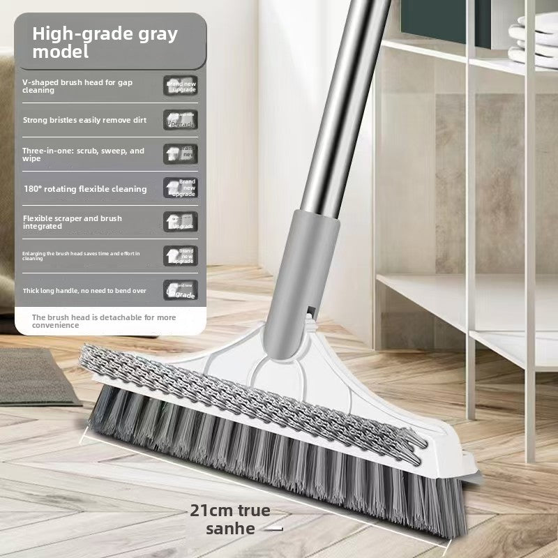 3 in 1 Magic Brush Floor Scrub Brush Broom Brush Long Handle Household Cleaning Brush Stainless Steel Bathroom Cleaning Home Sahibzada Treasures