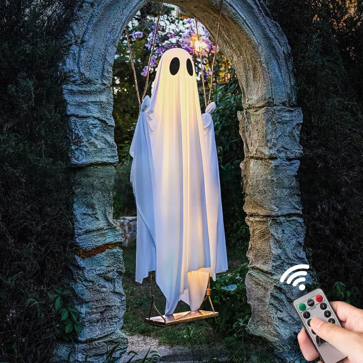 Glowing Swing Ghost Halloween Ornament Sahibzada Treasures