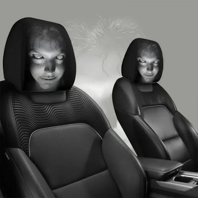 2Pcs Halloween Horror Face Printing Car Headrest Covers Universal Elastic Car Seat Headrest Cover Sahibzada Treasures