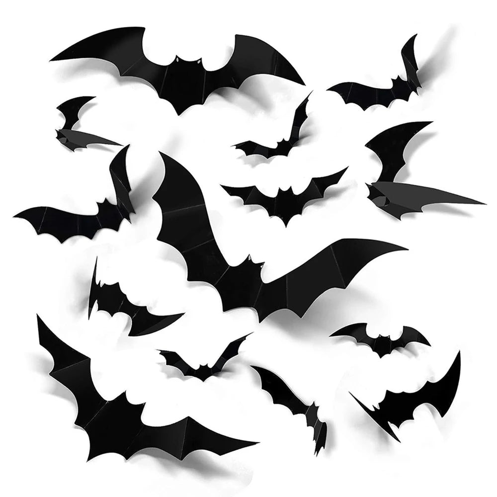 Halloween Bats Decorations,3D Pvc Bat on The Wall,Black Bats Wall Stickers,Halloween Scary Props Sahibzada Treasures