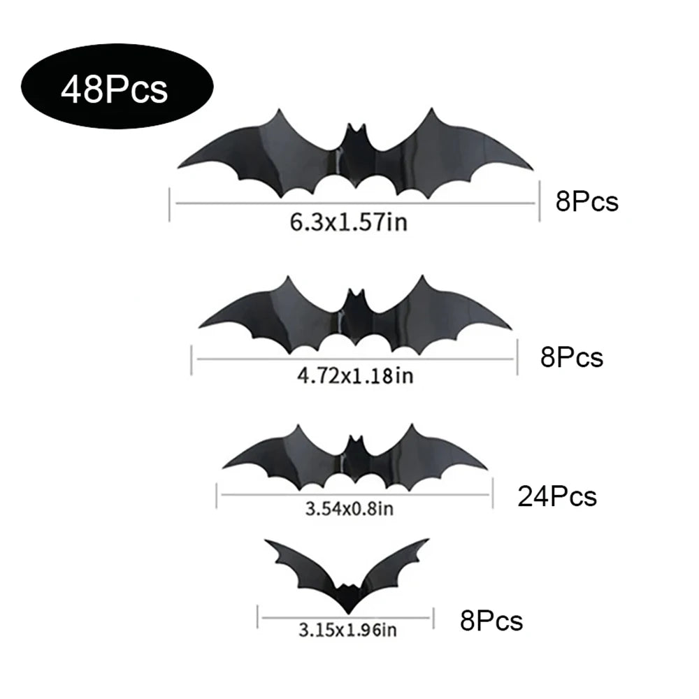 Halloween Bats Decorations,3D Pvc Bat on The Wall,Black Bats Wall Stickers,Halloween Scary Props Sahibzada Treasures