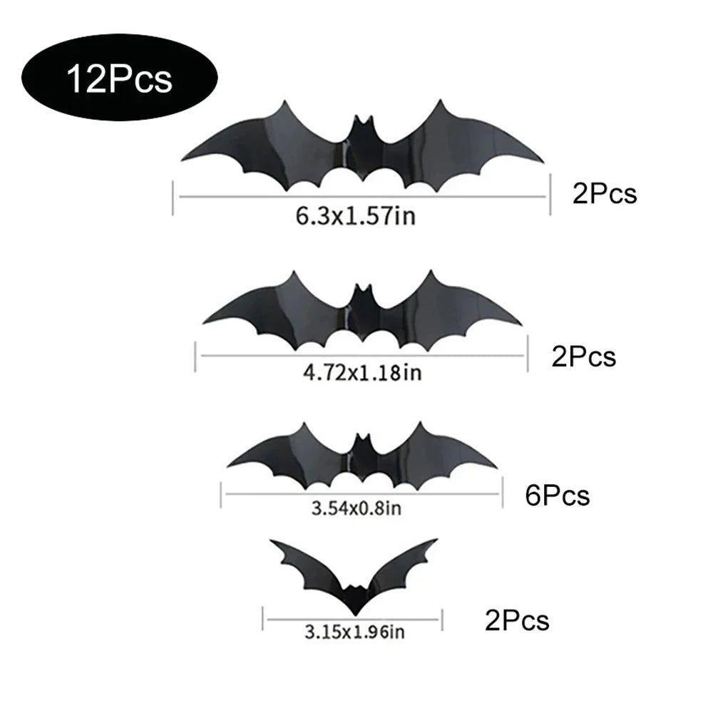 Halloween Bats Decorations,3D Pvc Bat on The Wall,Black Bats Wall Stickers,Halloween Scary Props Sahibzada Treasures