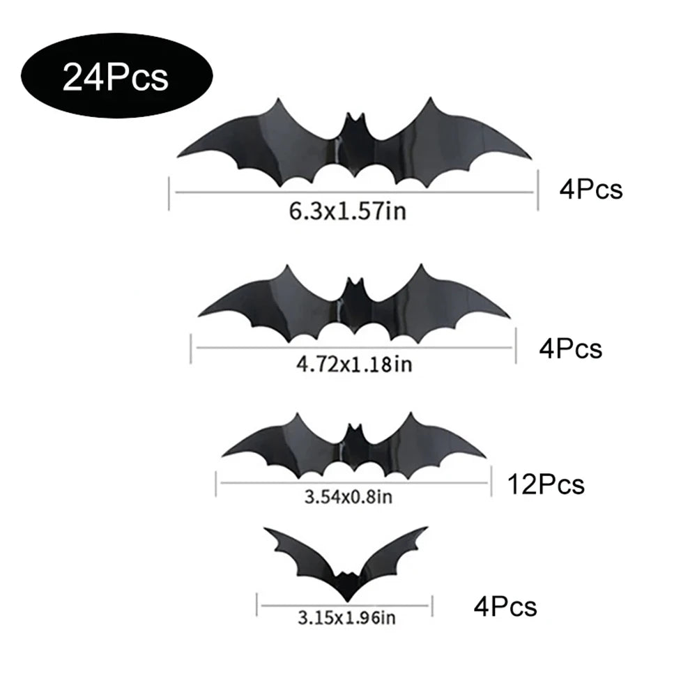 Halloween Bats Decorations,3D Pvc Bat on The Wall,Black Bats Wall Stickers,Halloween Scary Props Sahibzada Treasures