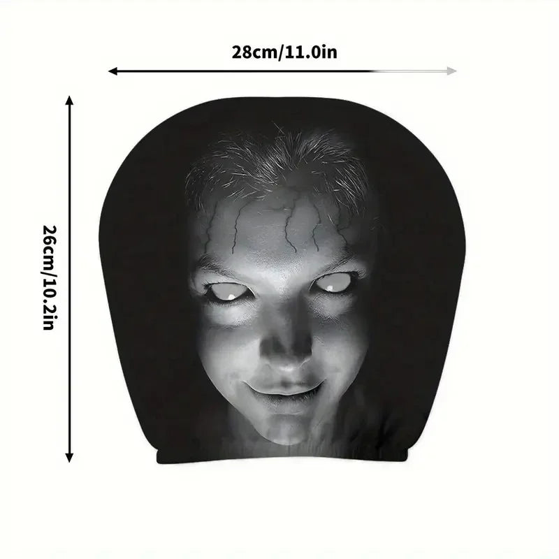 2Pcs Halloween Horror Face Printing Car Headrest Covers Universal Elastic Car Seat Headrest Cover Sahibzada Treasures
