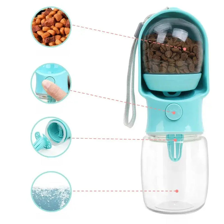 2-in-1 Pet Water Bottle & Food Container for Travel Sahibzada Treasures