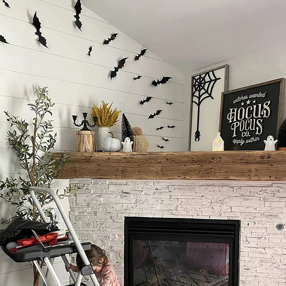 Halloween Bats Decorations,3D Pvc Bat on The Wall,Black Bats Wall Stickers,Halloween Scary Props Sahibzada Treasures
