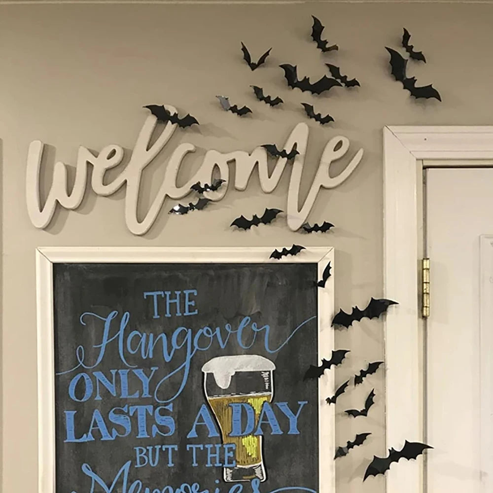 Halloween Bats Decorations,3D Pvc Bat on The Wall,Black Bats Wall Stickers,Halloween Scary Props Sahibzada Treasures