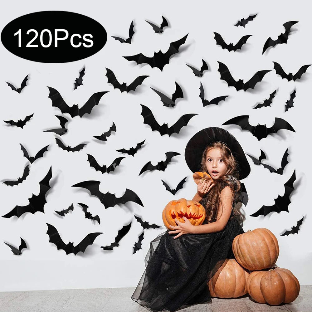 Halloween Bats Decorations,3D Pvc Bat on The Wall,Black Bats Wall Stickers,Halloween Scary Props Sahibzada Treasures