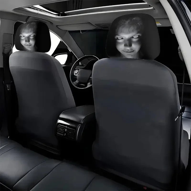 2Pcs Halloween Horror Face Printing Car Headrest Covers Universal Elastic Car Seat Headrest Cover Sahibzada Treasures