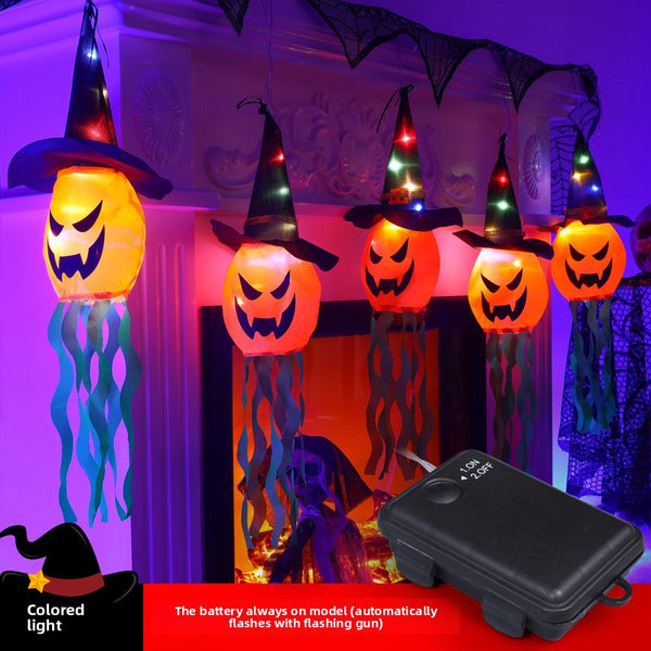 Pumpkin witch hat five-color light